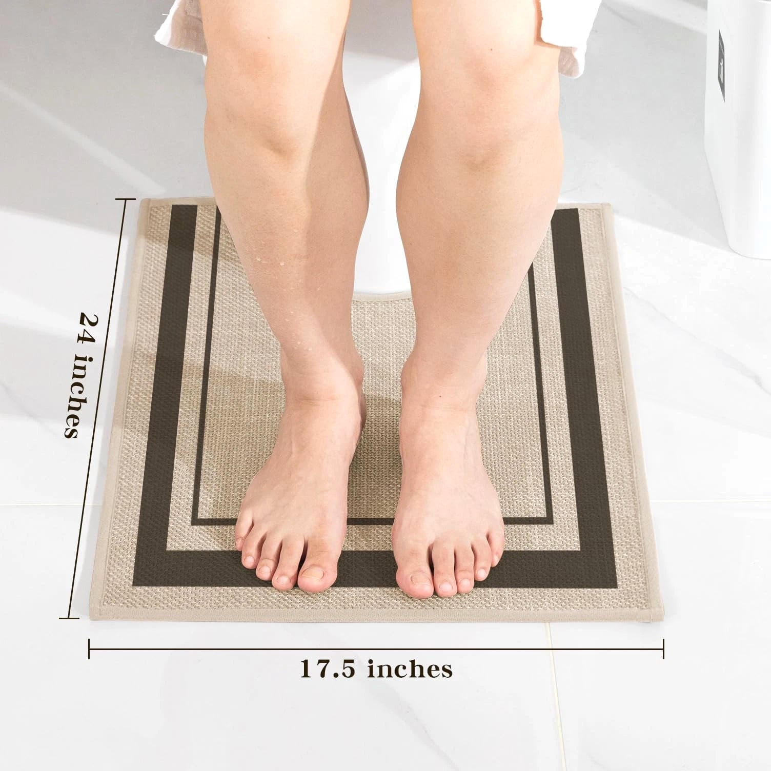 chakme Bathroom Rugs Mat U-Shaped 24x17, Ultra Thin Non Slip Bath Mat Small Quic