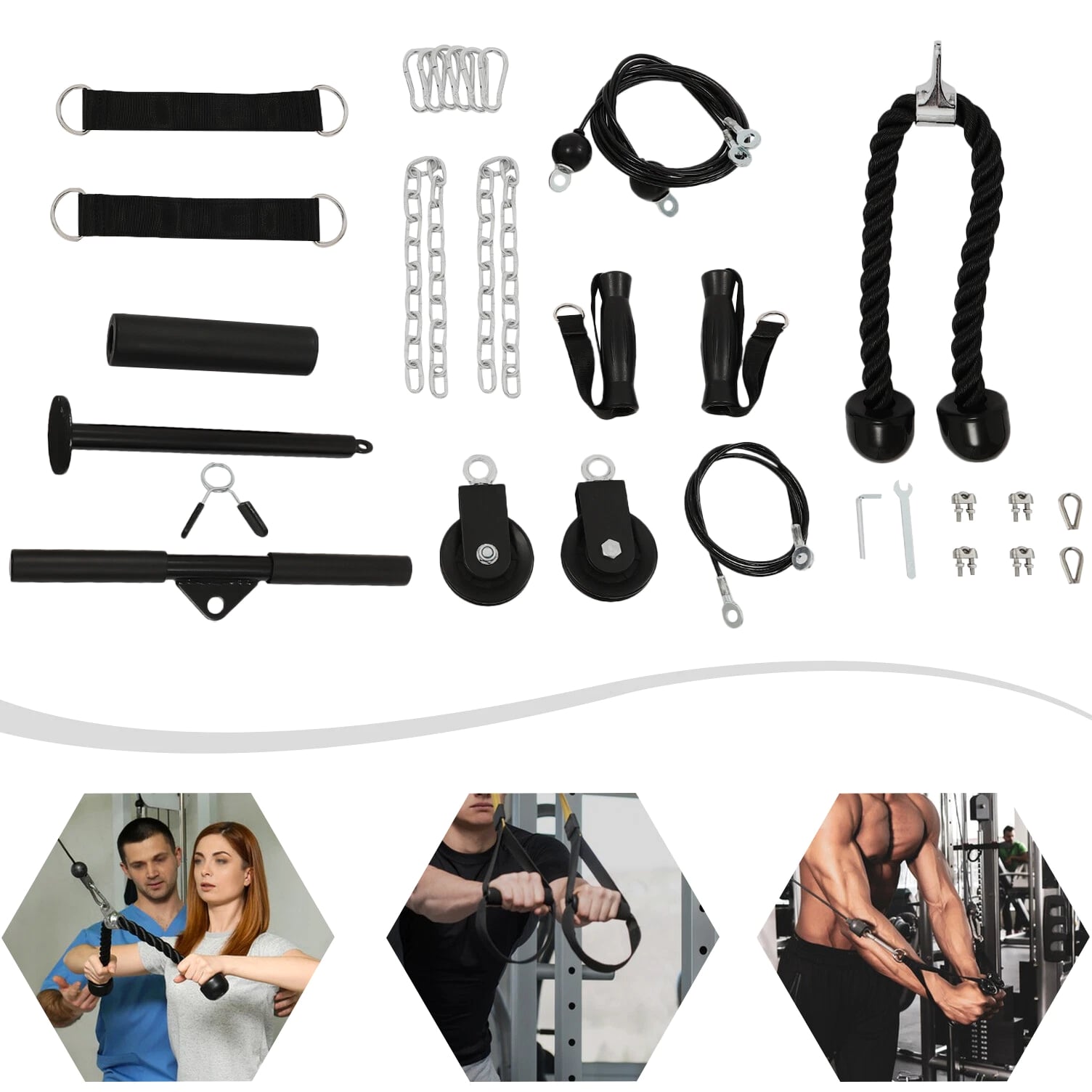 Cable Weight Pulley System, Home Gym Equipment, Fitness Pulley Cable System