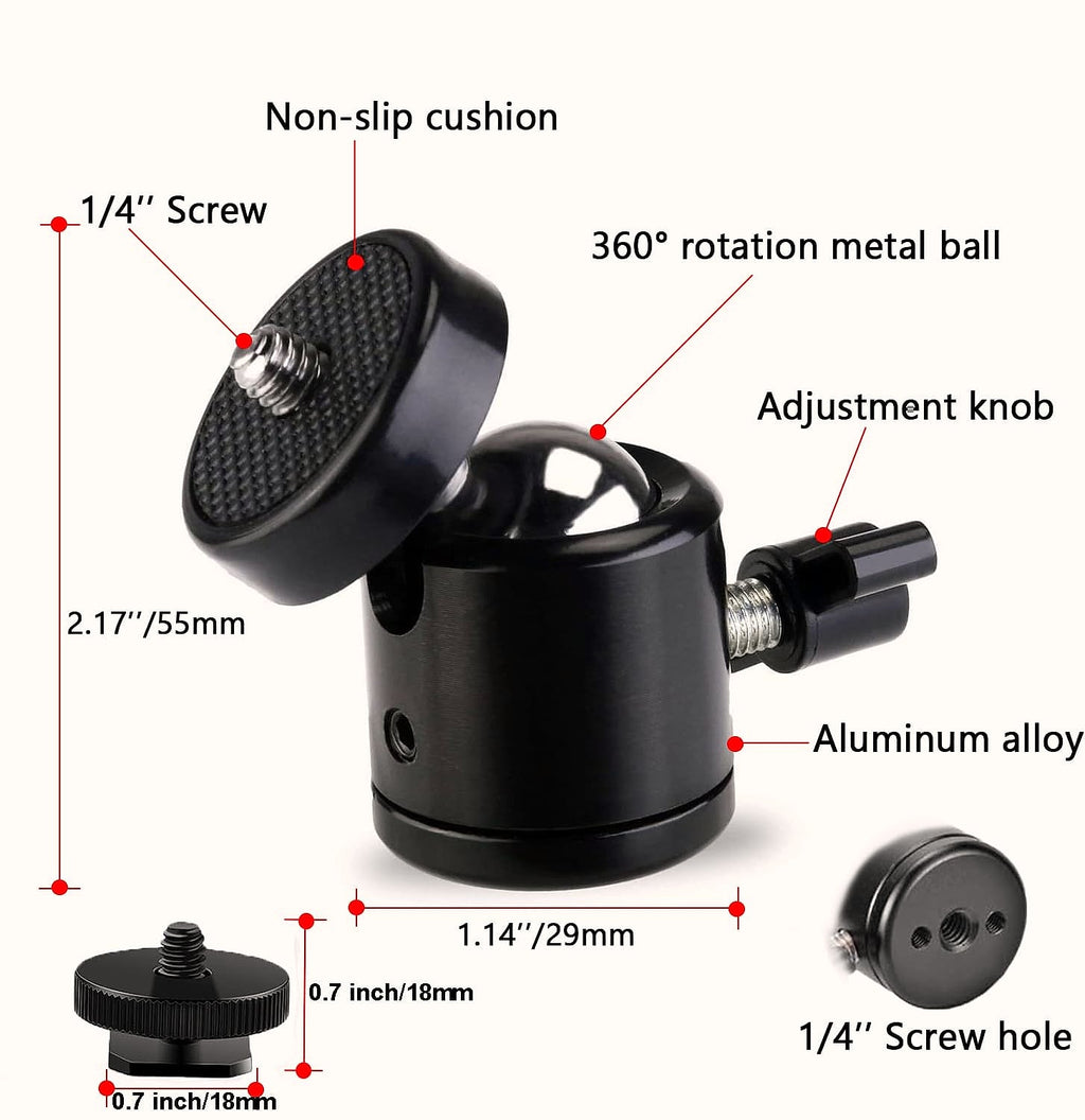Eszkozta 1/4" Swivel Ball Head Tripod Mount, 2 Pack