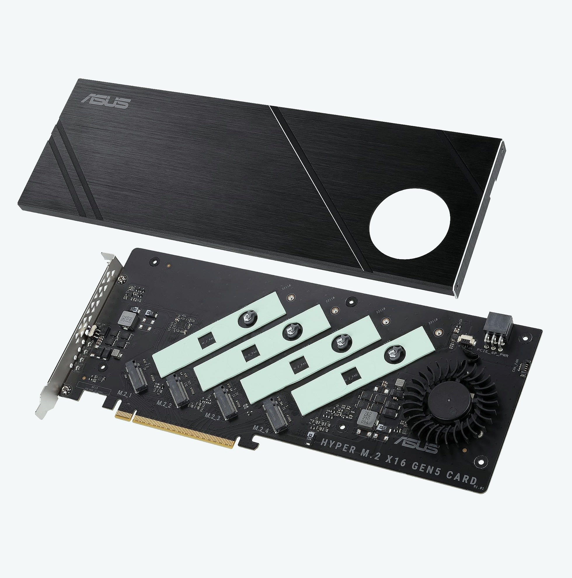 ASUS Hyper M.2 x16 Gen5 NVMe adapter card PCIe 5.0 quad M.2