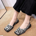 NAZSQ Leather Square Toe Sandals for Women