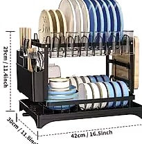 DIAMRI 2-Tier Rotating Dish Drying Rack with 360° Swivel