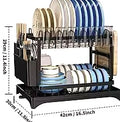 DIAMRI 2-Tier Rotating Dish Drying Rack with 360° Swivel