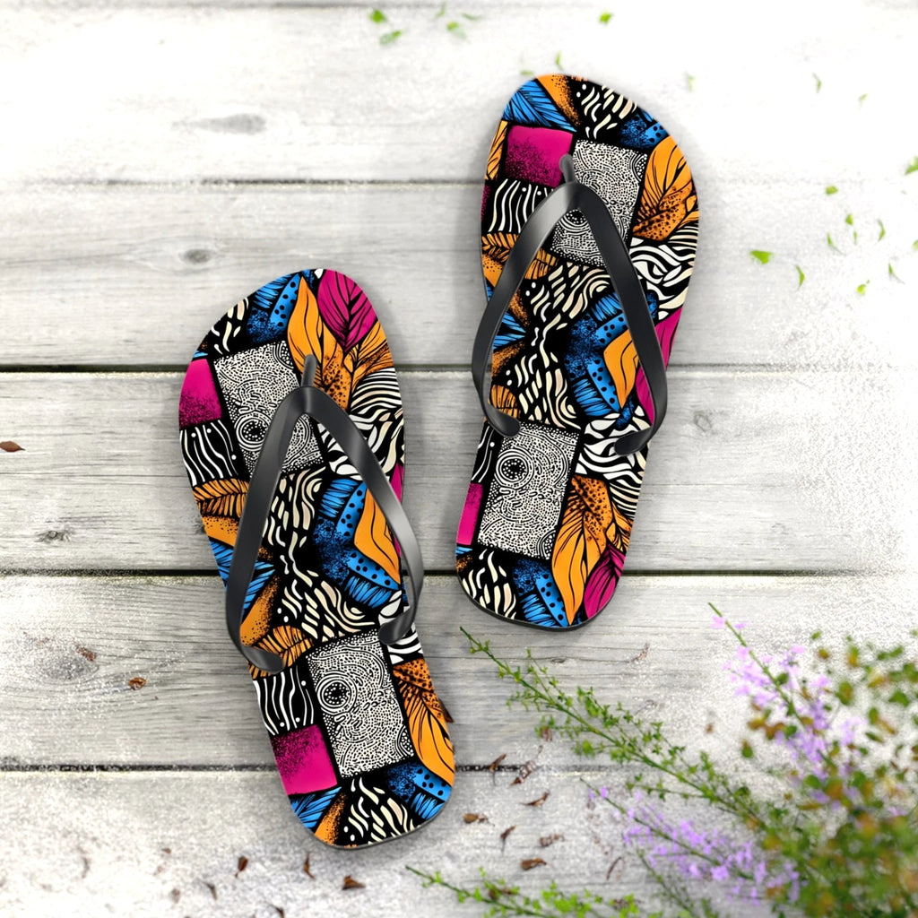 Floral and Feather Flip Flops | Summer Footwear Beach Sandals Poolside Comfort