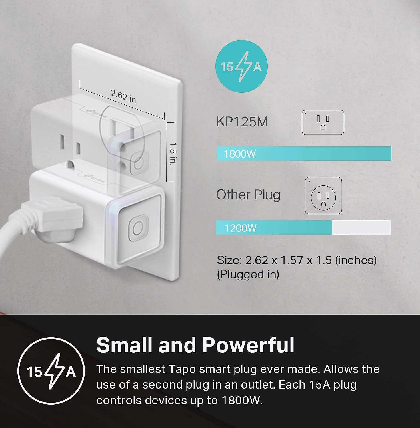Kasa Smart Plug KP125M Matter Compatible Energy Monitor 2-Pack