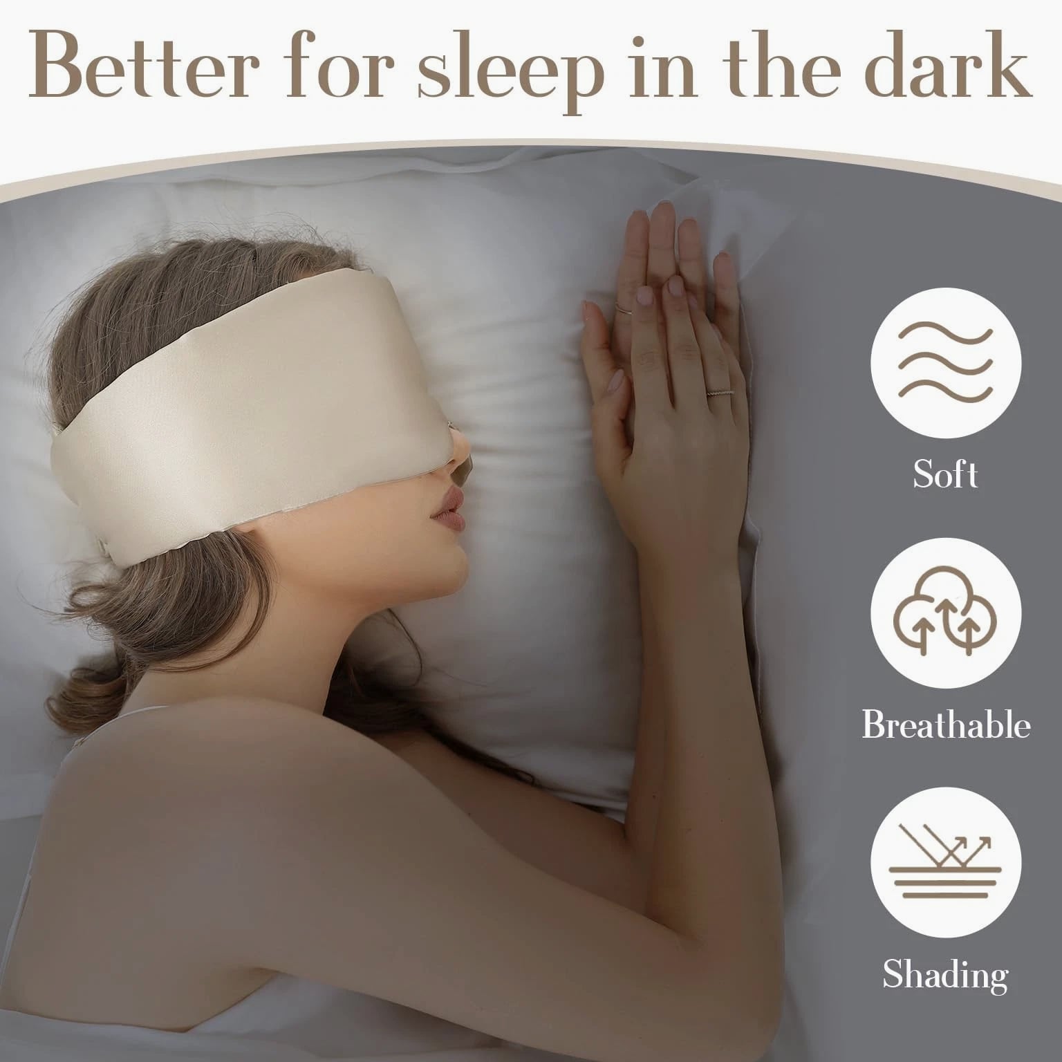 SECZIPE 100% Mulberry Silk Sleep Mask Eye for 1 Count (Pack of 1), Taupe