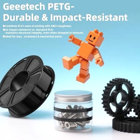 Geeetech PETG Filament 1.75mm Transparent, 1 KG (2.2lbs) Neatly Wound Spool 3D P