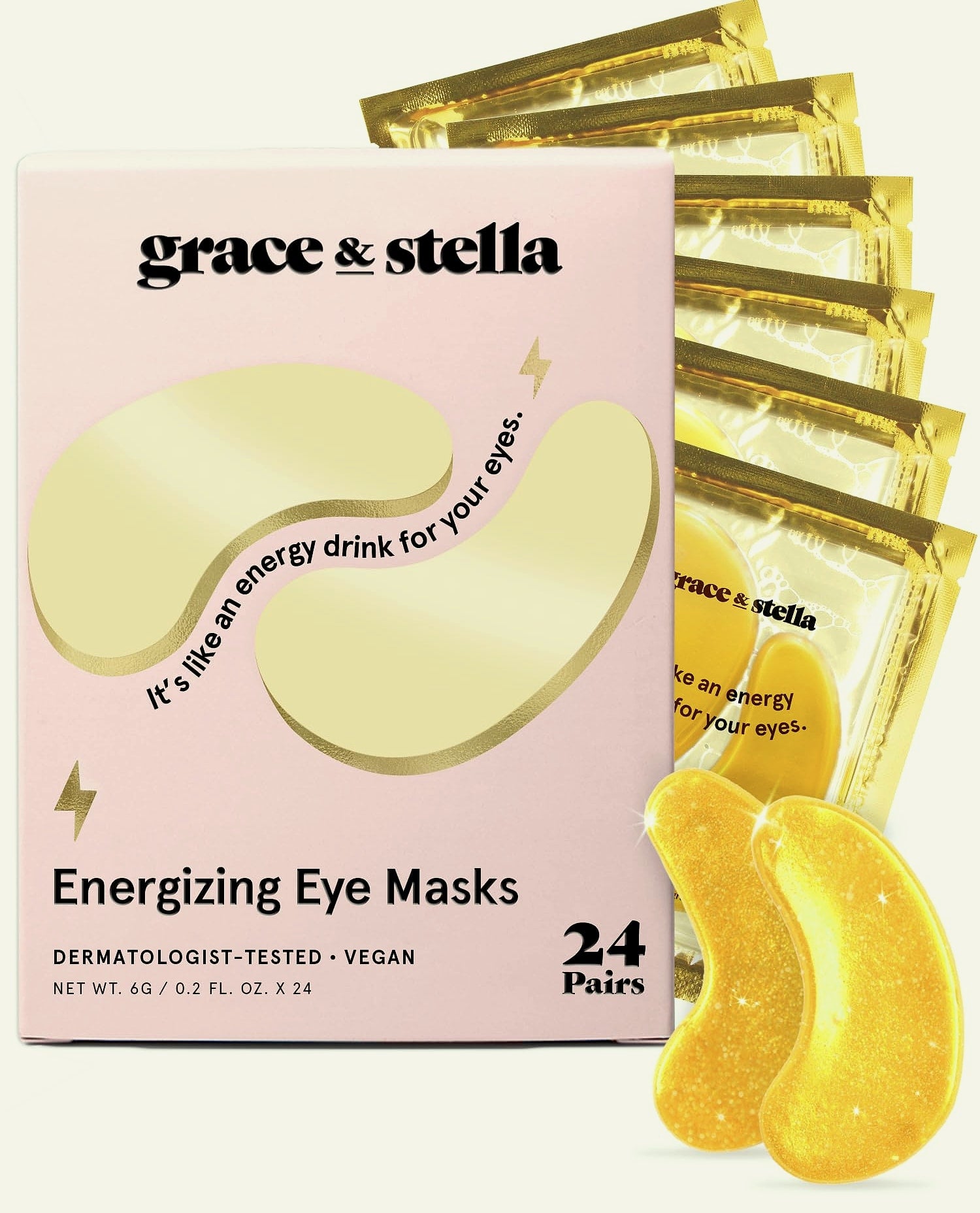 Grace & Stella Gold Under Eye Mask for Dark Circles, 24 Pairs