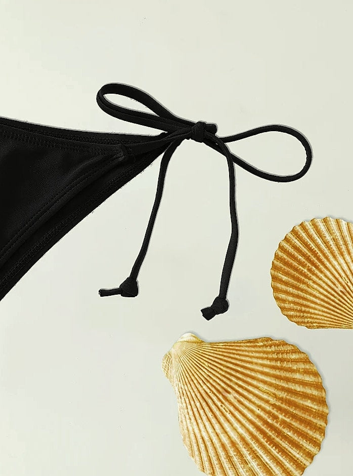 2-Piece Triangle Bikini Swimsuit Set with String Detail