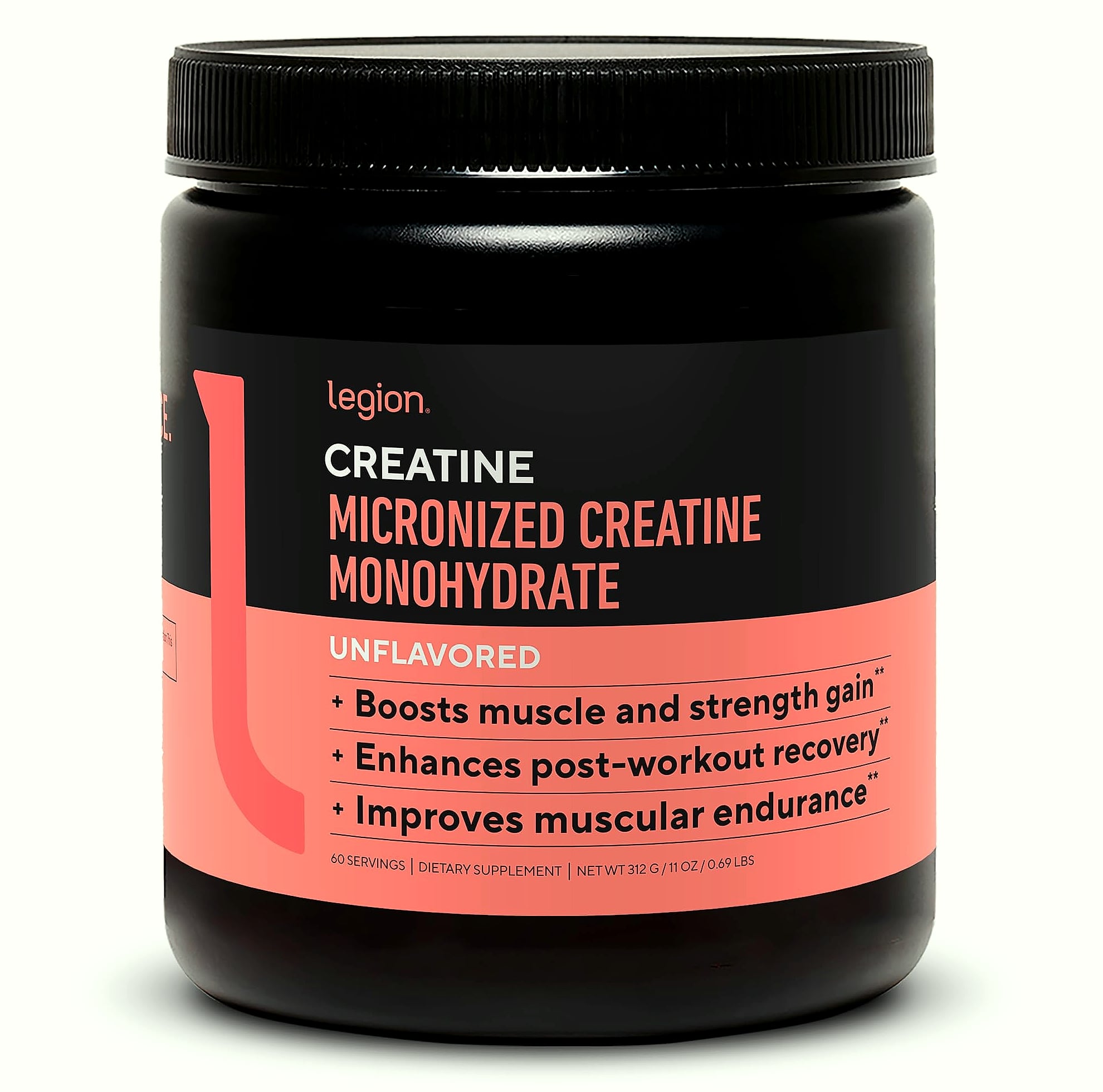 LEGION Micronized Creatine Monohydrate Powder, 100 Servings