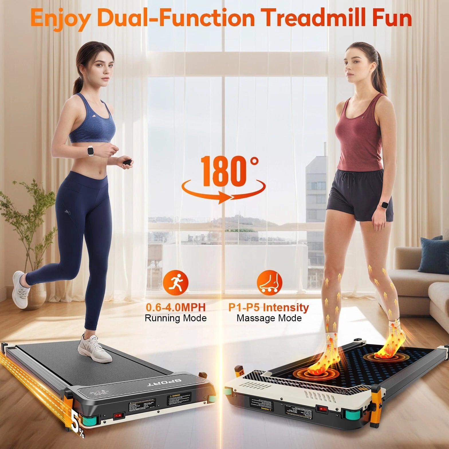 Akluer Walking Pad with Incline, Dual-Sided Walking Pad & Foot Massage Used