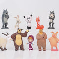 10 PCS Masha and The Bear Action Figures Set Party Toys Dolls Gift Cake Toppers