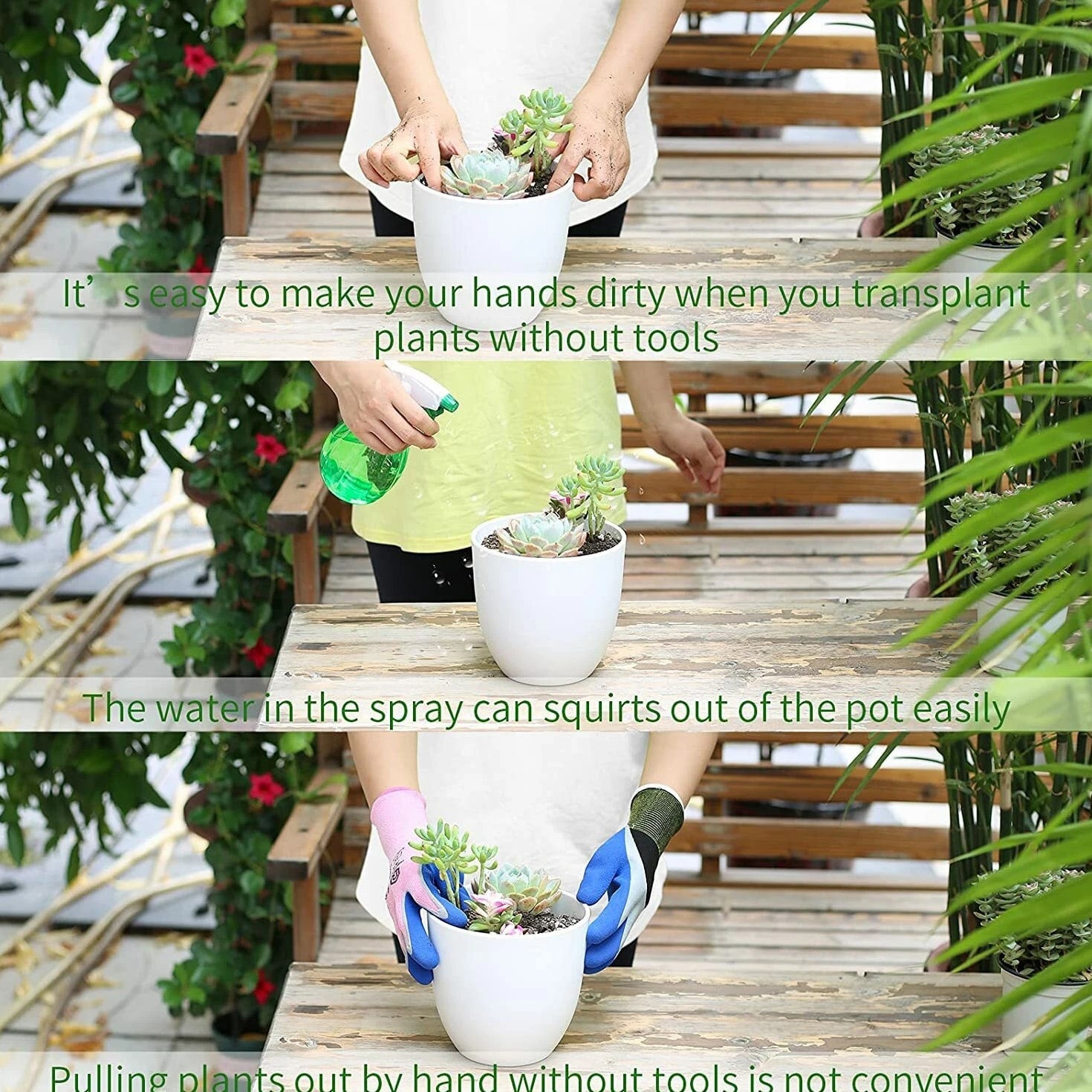 3pcs Garden Tools Set Mini Trowel Rake Shovel For Small Pot Plants Home Kit