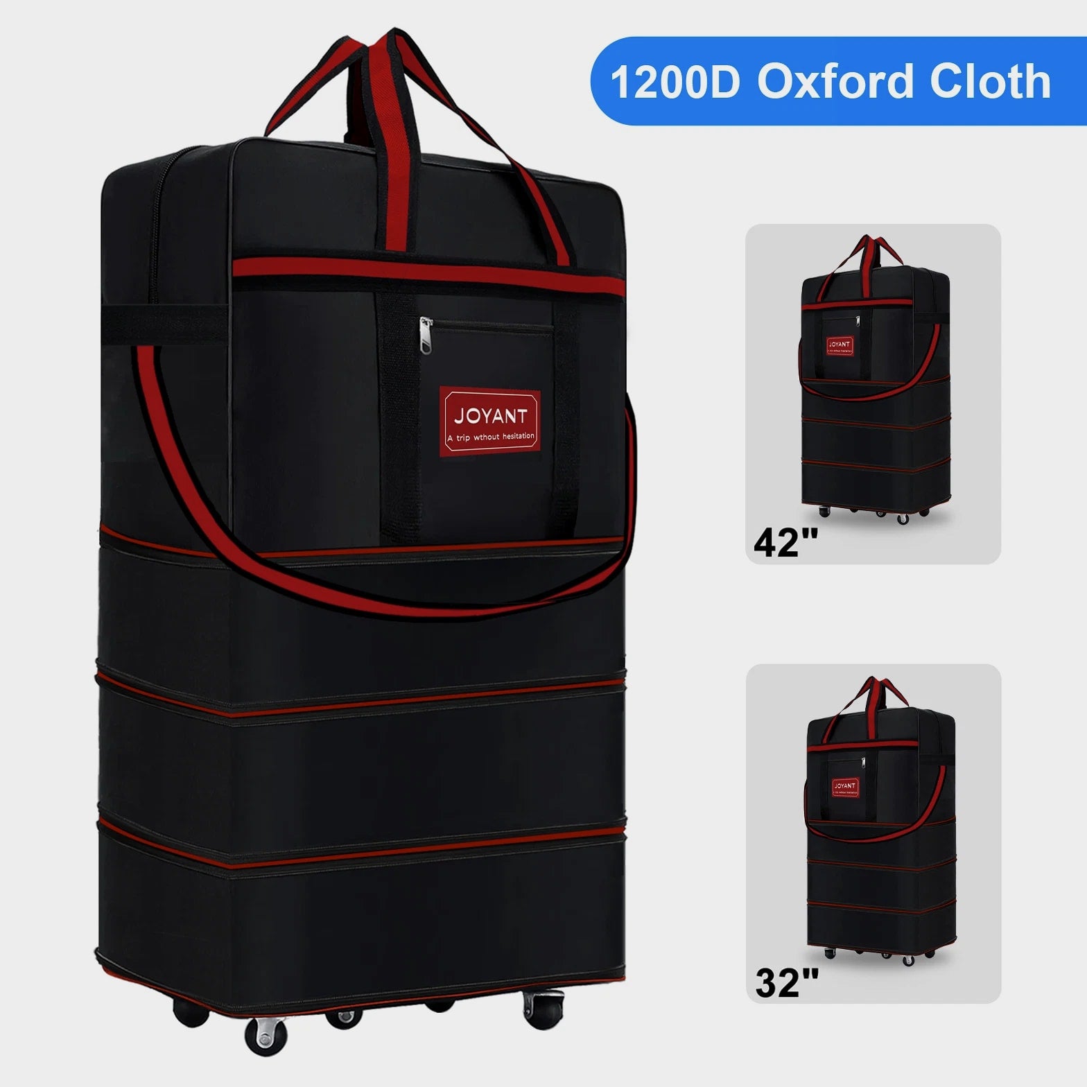 Expandable Duffle Luggage Bag 1200D Foldable Travel Bag 32"/42" w/Rolling Wheels