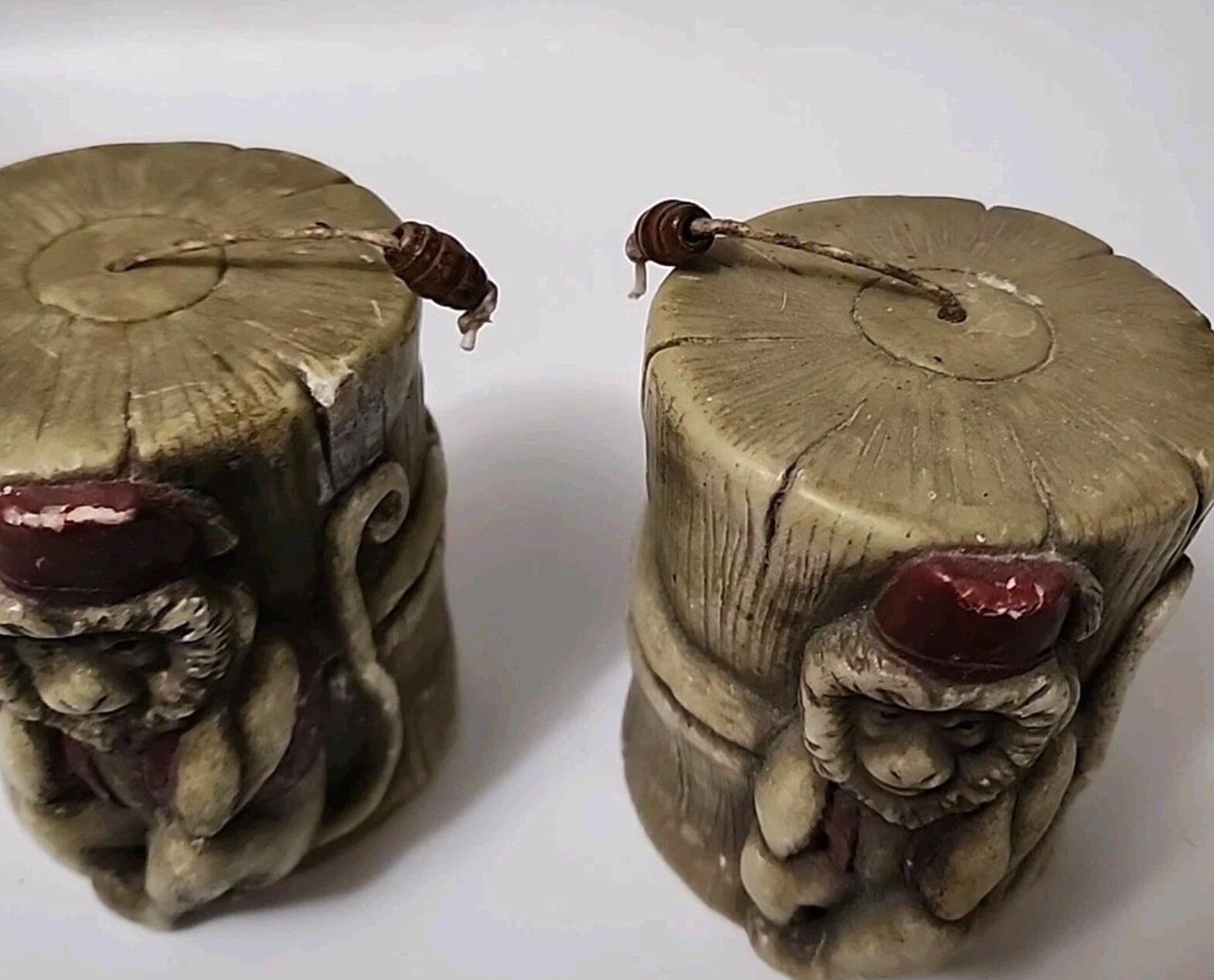 Vintage 2 Lava Candle Monkey Hear No Evil, Four Inches High Single Wick W/bead