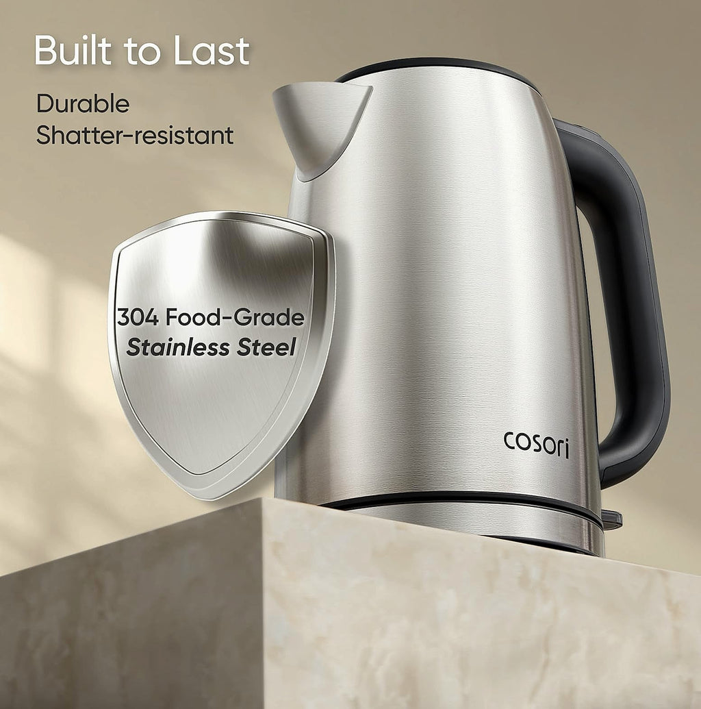 Cosori 1.7L Electric Kettle, Stainless Steel, 1500W Fast Boil
