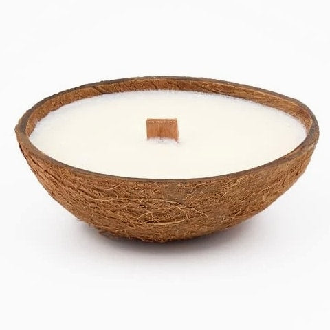 Scented Candles Clearance | Coconut Shell Soy Wax Candle with Wooden Wick | Home Décor