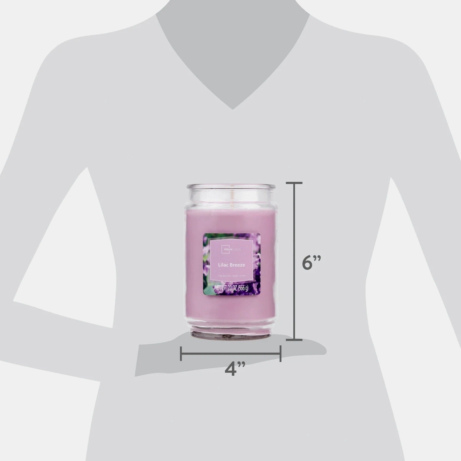 Mainstays Lilac Breeze Scented Single-Wick Large Glass Jar Candle 20 oz