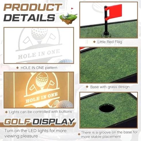 Golf Ball Display Case Hole in One LED Golf Ball Holder with USB Power