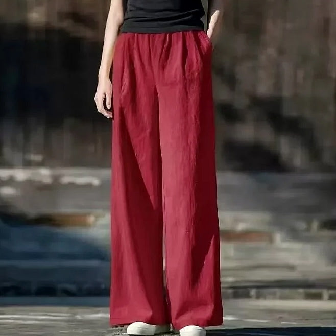 Careaymade Women's Wide Leg Pants Cotton Linen Casual