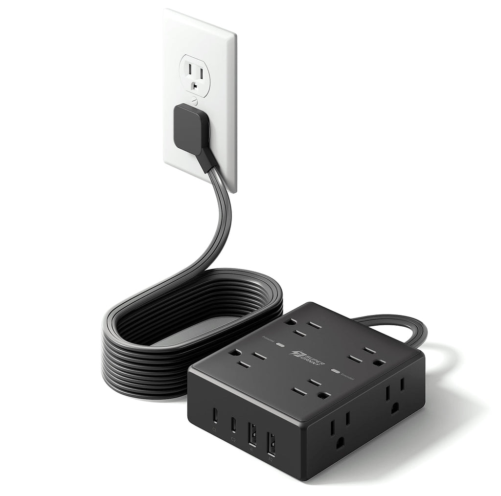 SUPERDANNY 10ft Extension Cord Power Strip, 8 Outlets 4 USB