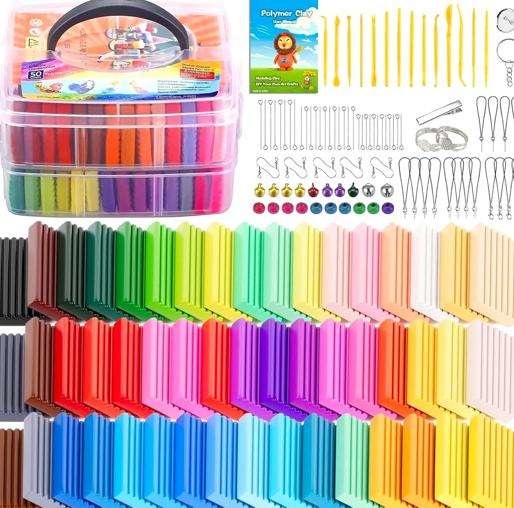 Creative Polymer Clay Starter Set - 50 Colors for Kids Age 4+ - Fun & Engaging