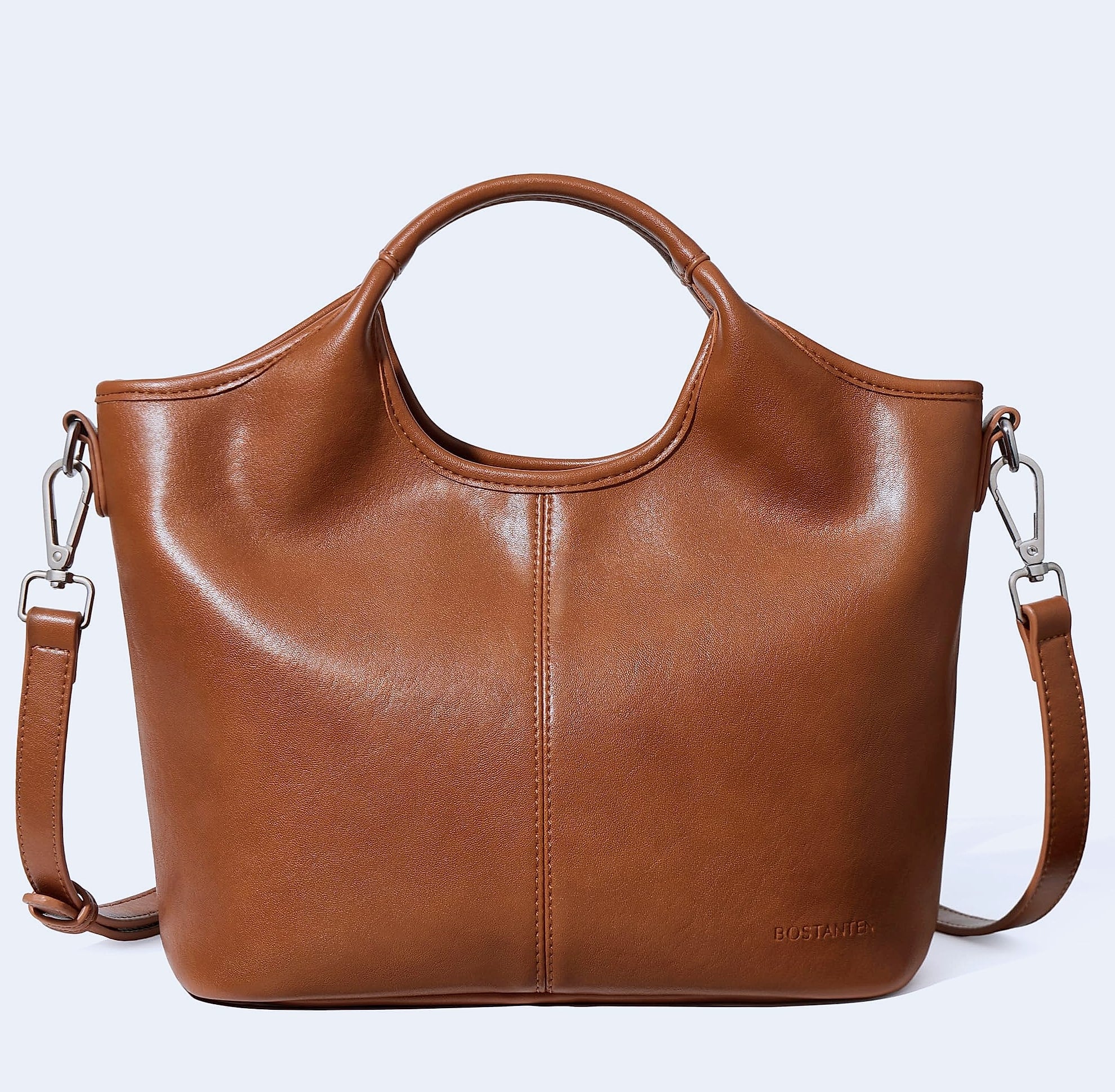BOSTANTEN Vegan Leather Satchel Handbag with Detachable Strap