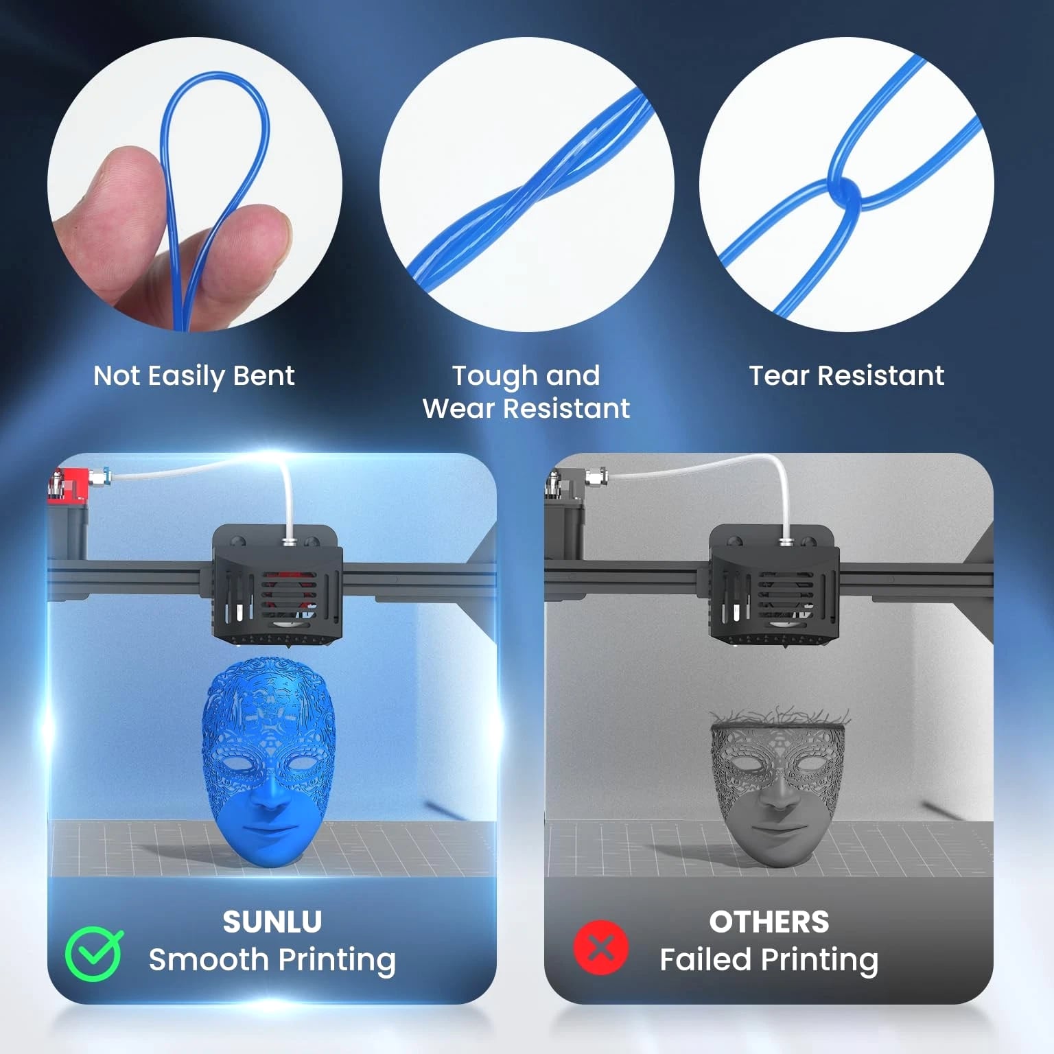 TPU 3D Printer Filament 1.75mm, Fast Speed 95A TPU Filament, 1KG Flexible 3D Printing