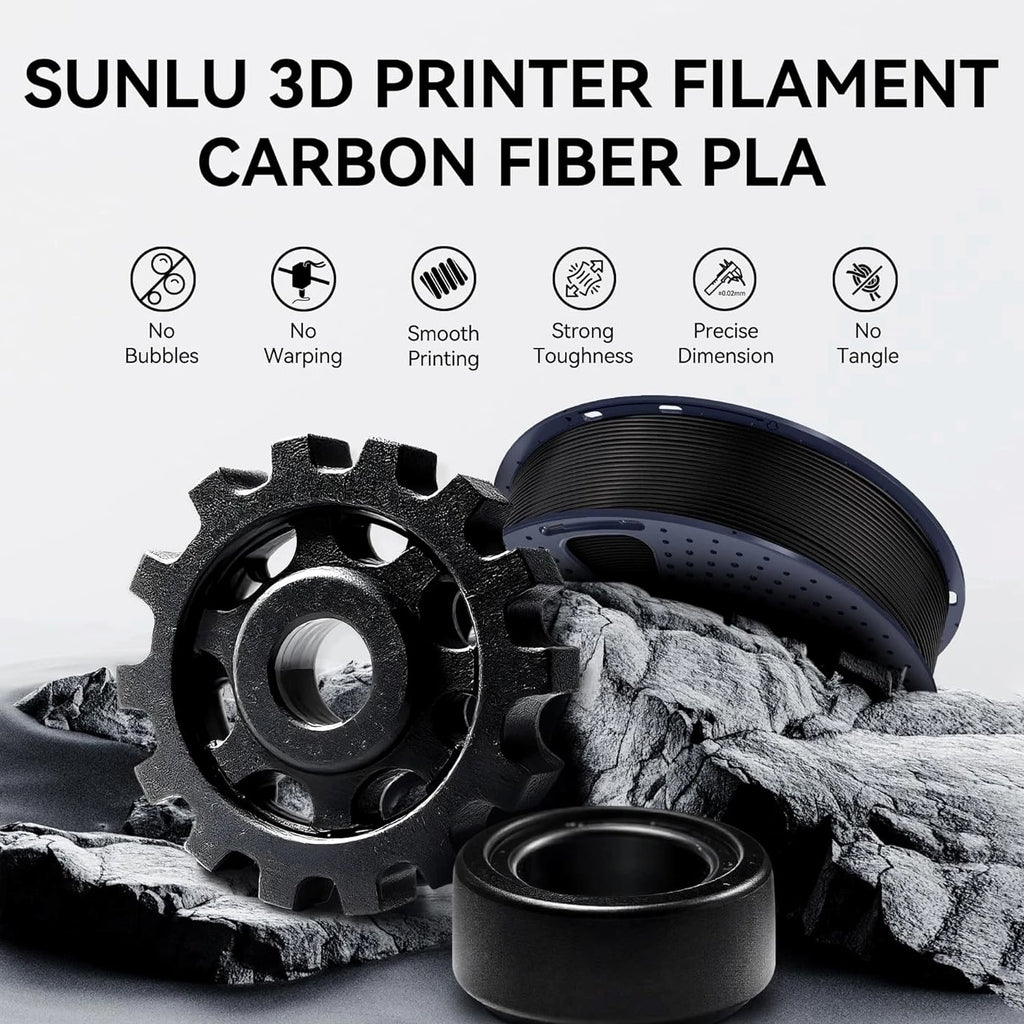 SUNLU Carbon Fiber PETG 3D Printer Filament 1.75mm PETG-CF 1KG, 10% short fiber