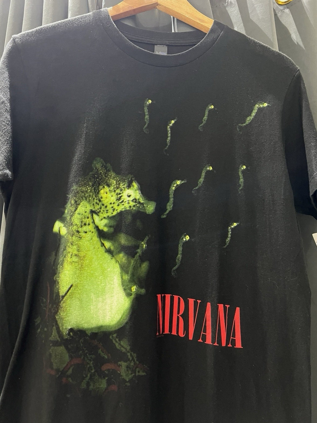 Nirvana Seahorse and Logo Mono Premium Carbon Official T-Shirt Mens
