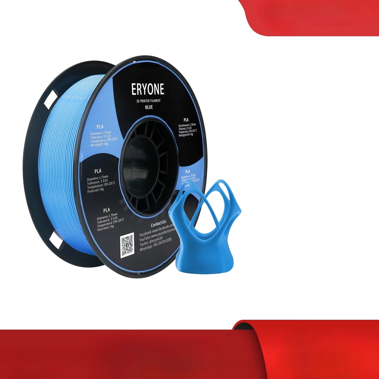 Standard PLA Filament 1kg 1.75mm 3D PLA Low Shrinkage Consumable for 3D Printer