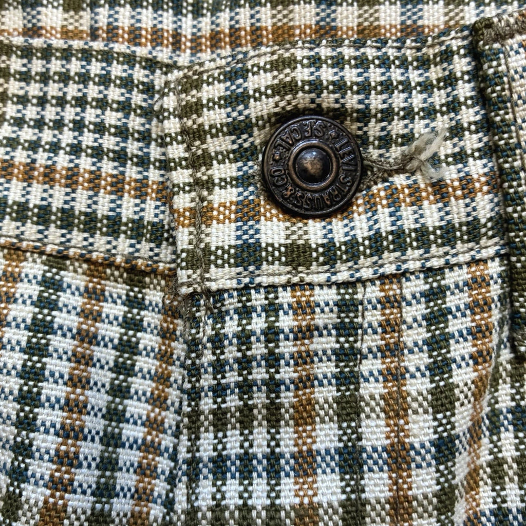 Vintage Levi's Big E Plaid Pants 60s MOD Sta-Prest Black Label Gold 30x31.5