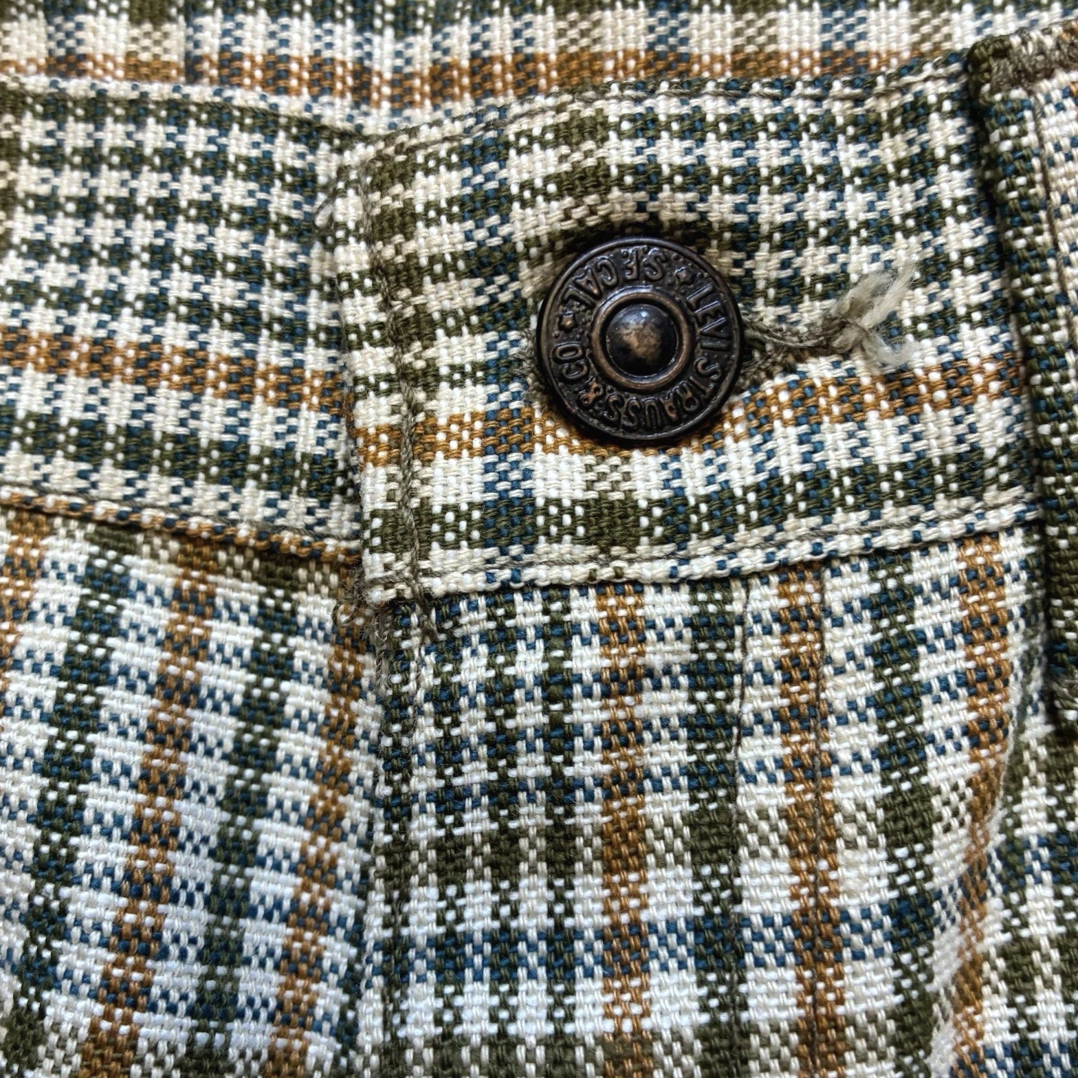 Vintage Levi's Big E Plaid Pants 60s MOD Sta-Prest Black Label Gold 30x31.5