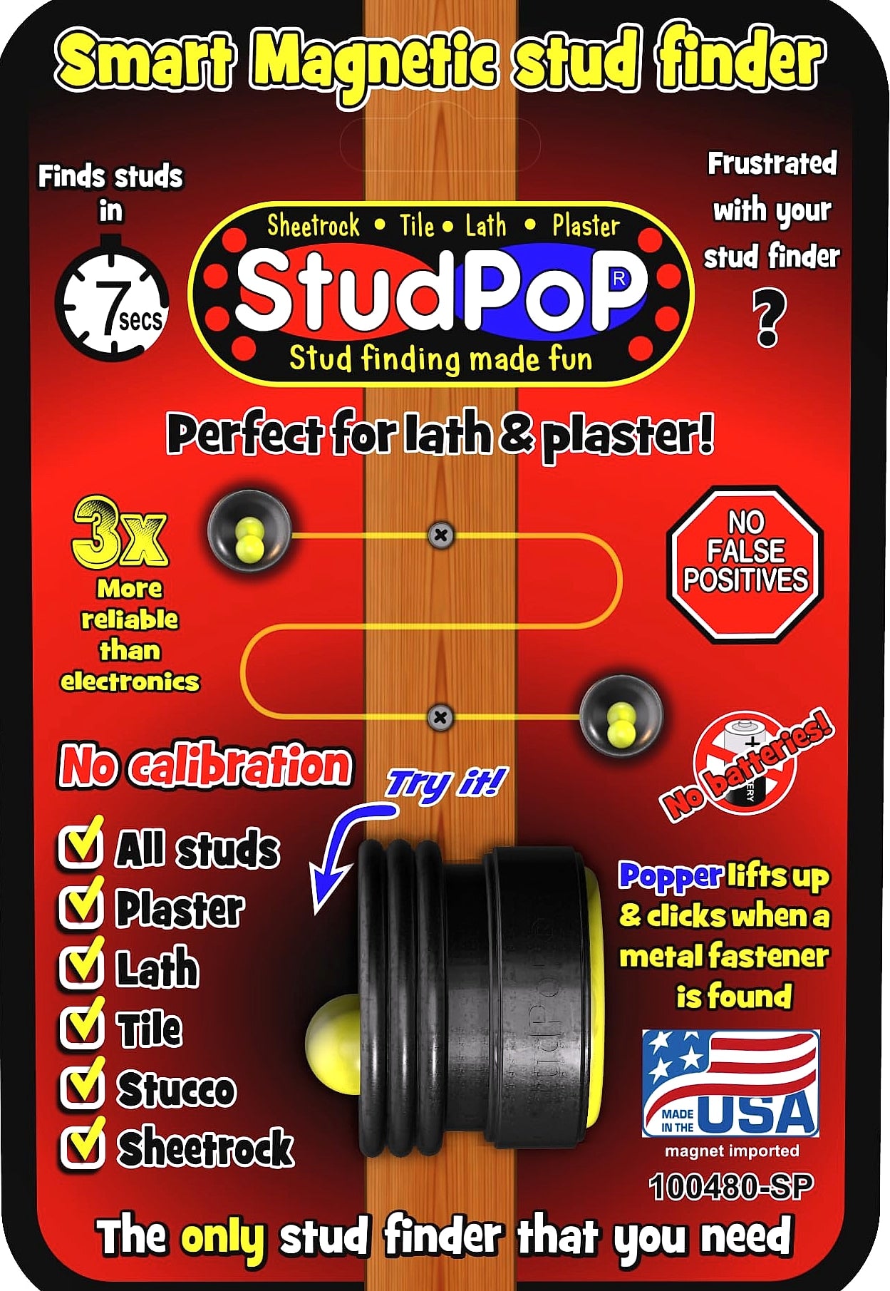 StudPoP Original Smart Magnetic Stud Finder with Visual Indicator
