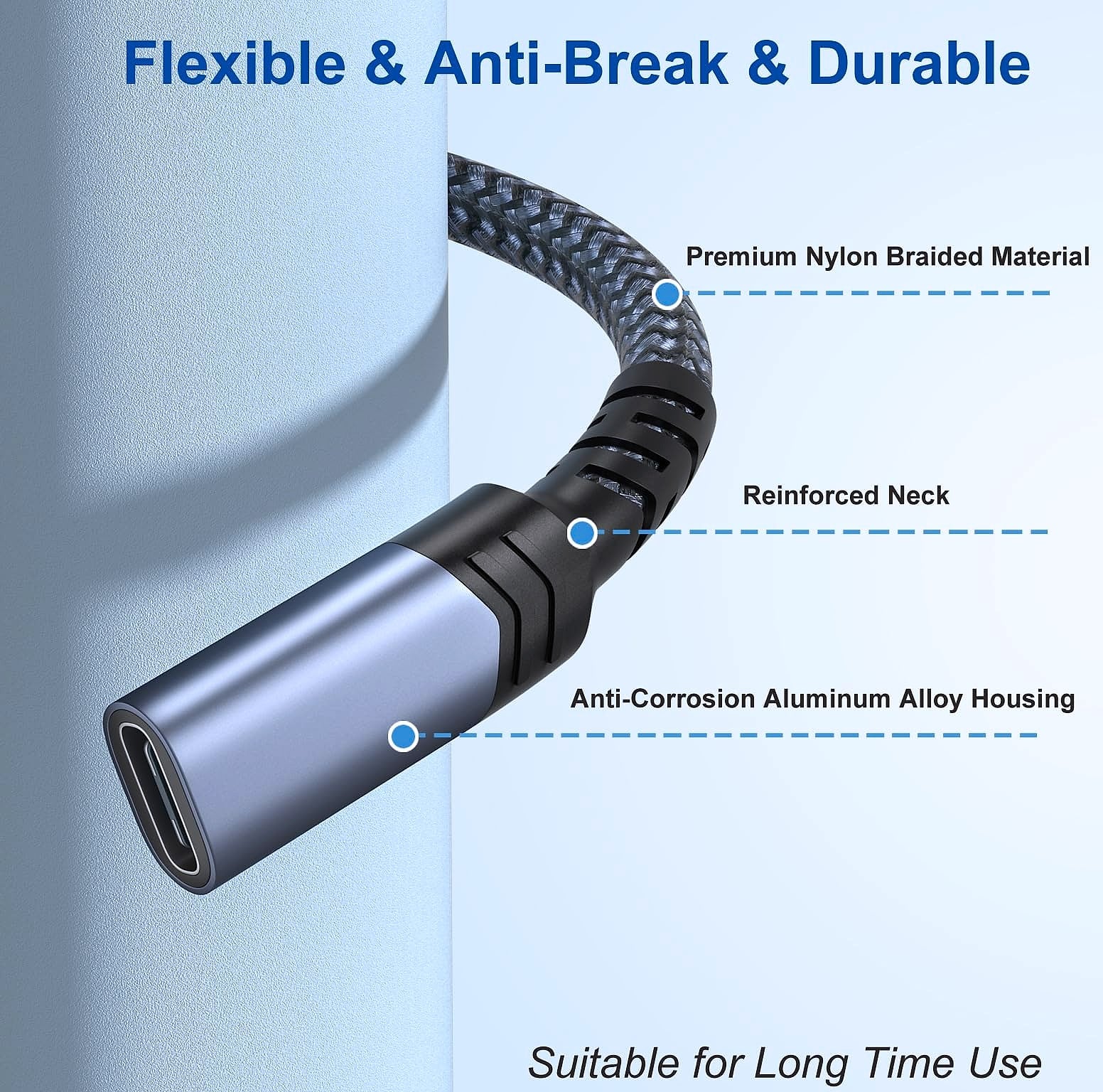 OKRAY USB-C Extension Cable 3.3ft, 100W Fast Charging