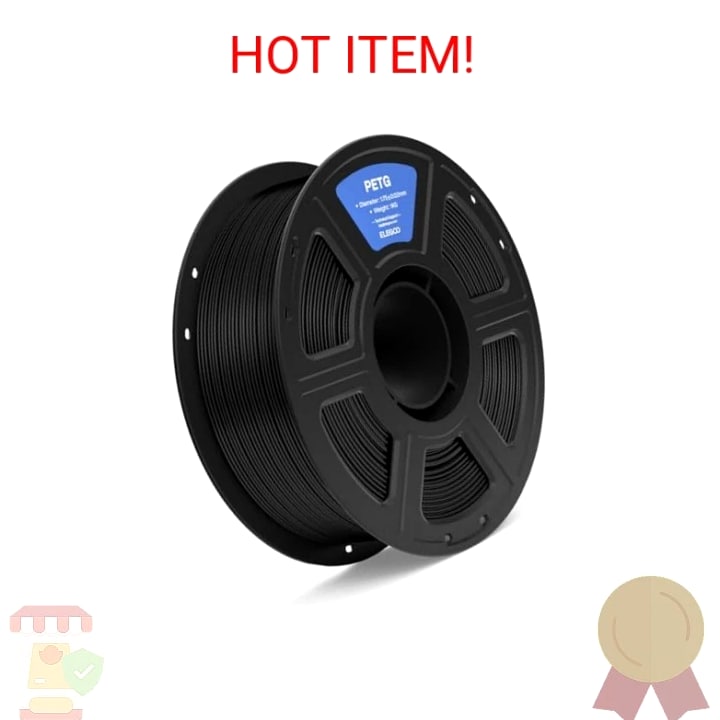 ELEGOO PETG Filament 1.75mm Black 1KG - 3D Printer Filament, Dimensional Accuracy