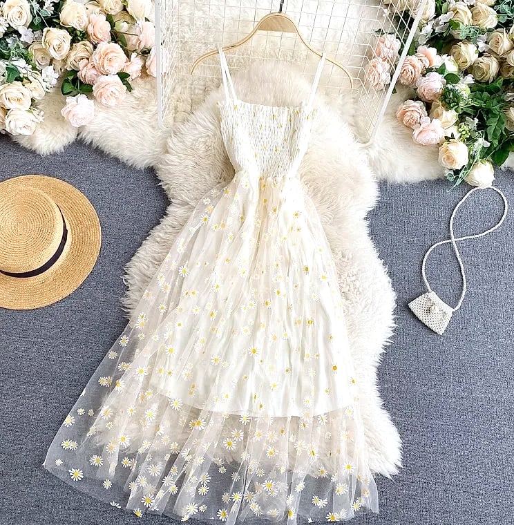 YUOOMUOO Women's Floral Print Mesh Party Dress