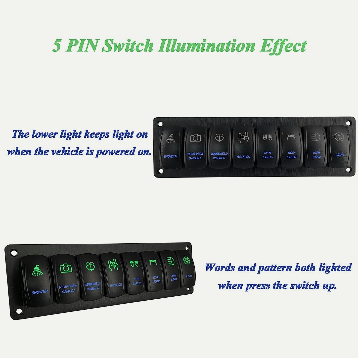 BACAUTOPARTS 8-Way Marine Switch Panel 12V/24V Rocker