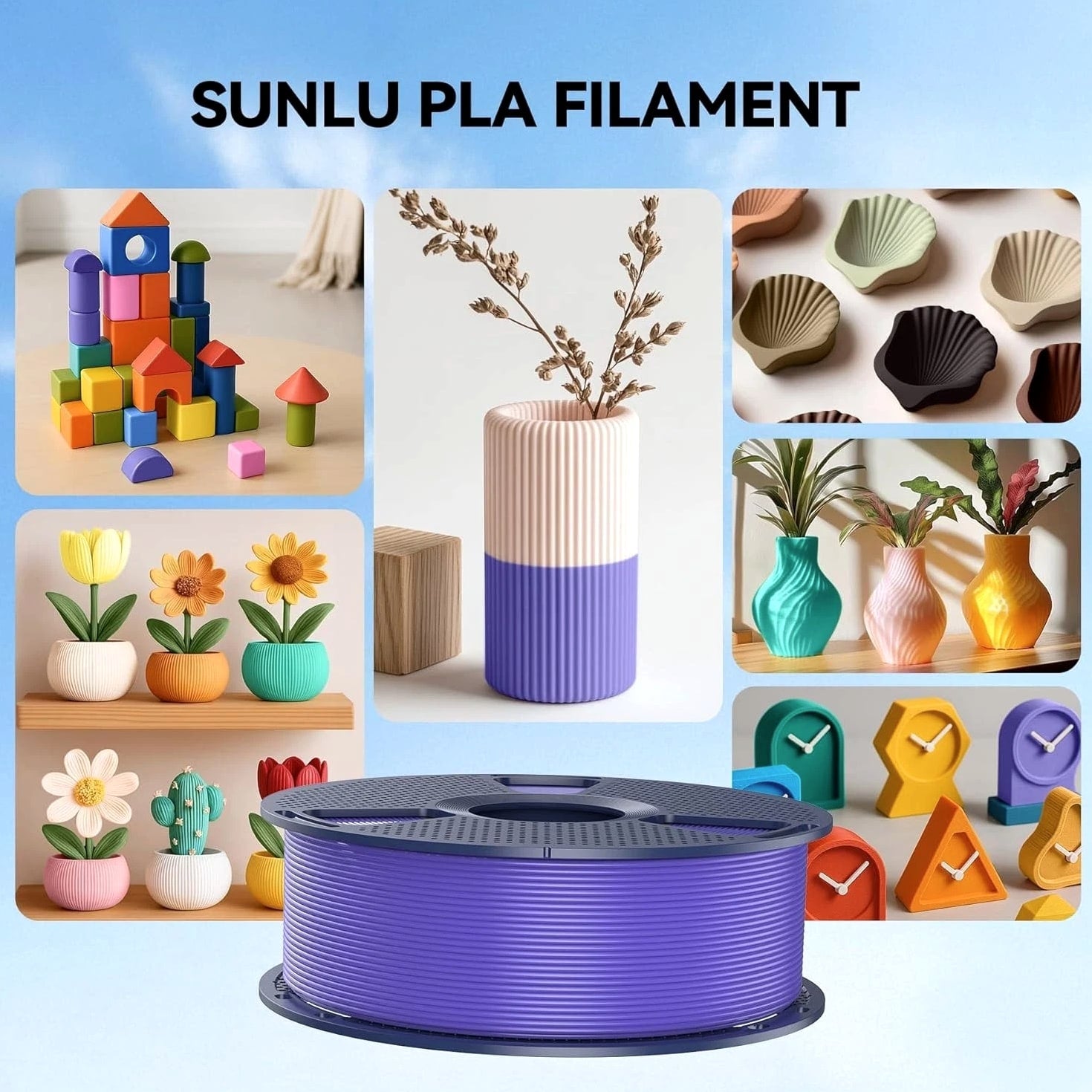 4 Black PLA Filament Spools - 1.75mm, 4kg, Smooth Quality Prints