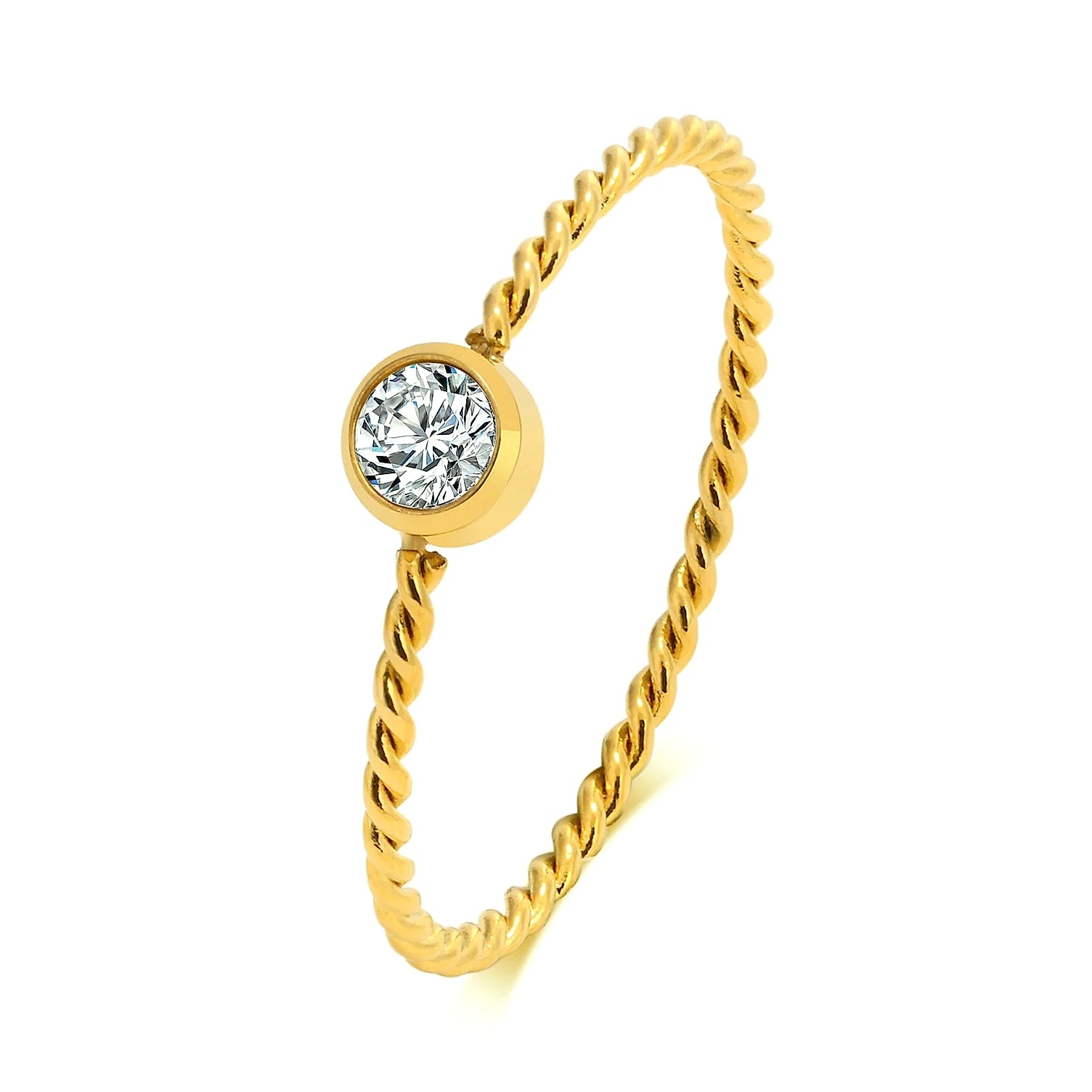 Myfresty Twisted Rope Slim Ring for Women, Stainless Steel
