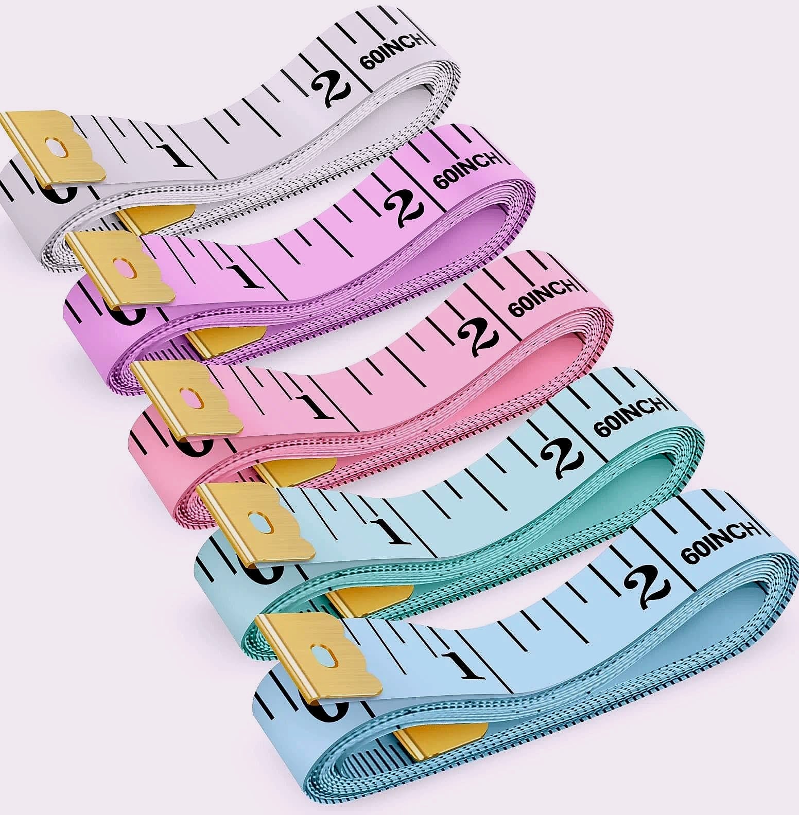 iBayam 60-Inch Soft Measuring Tape, 5-Pack for Sewing and Body Measurement