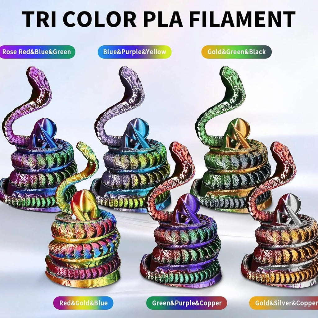 3D Printer Filament Silk PLA - Rainbow Color, 1.75Mm Tri-Color Filament 6 Pack