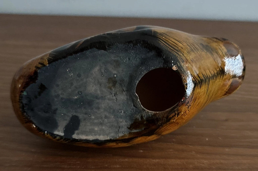 Vintage Hand Painted Ceramic Swimming Duck 14cm Figurine Trinket Ornament - Brown