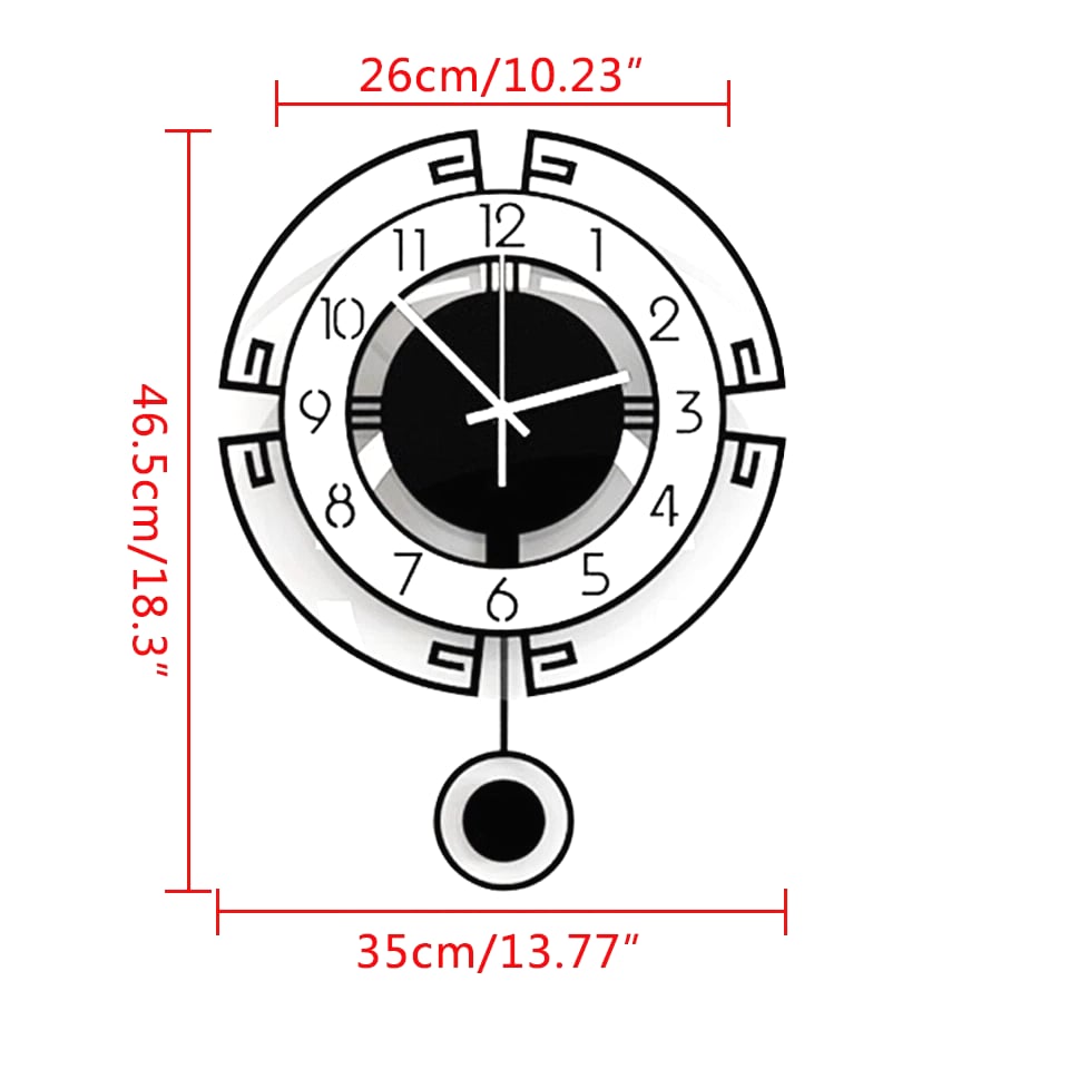 Large Swing Wall Clock Modern Nordic Living Room Silent Pendulum Wall Clock NEW.
