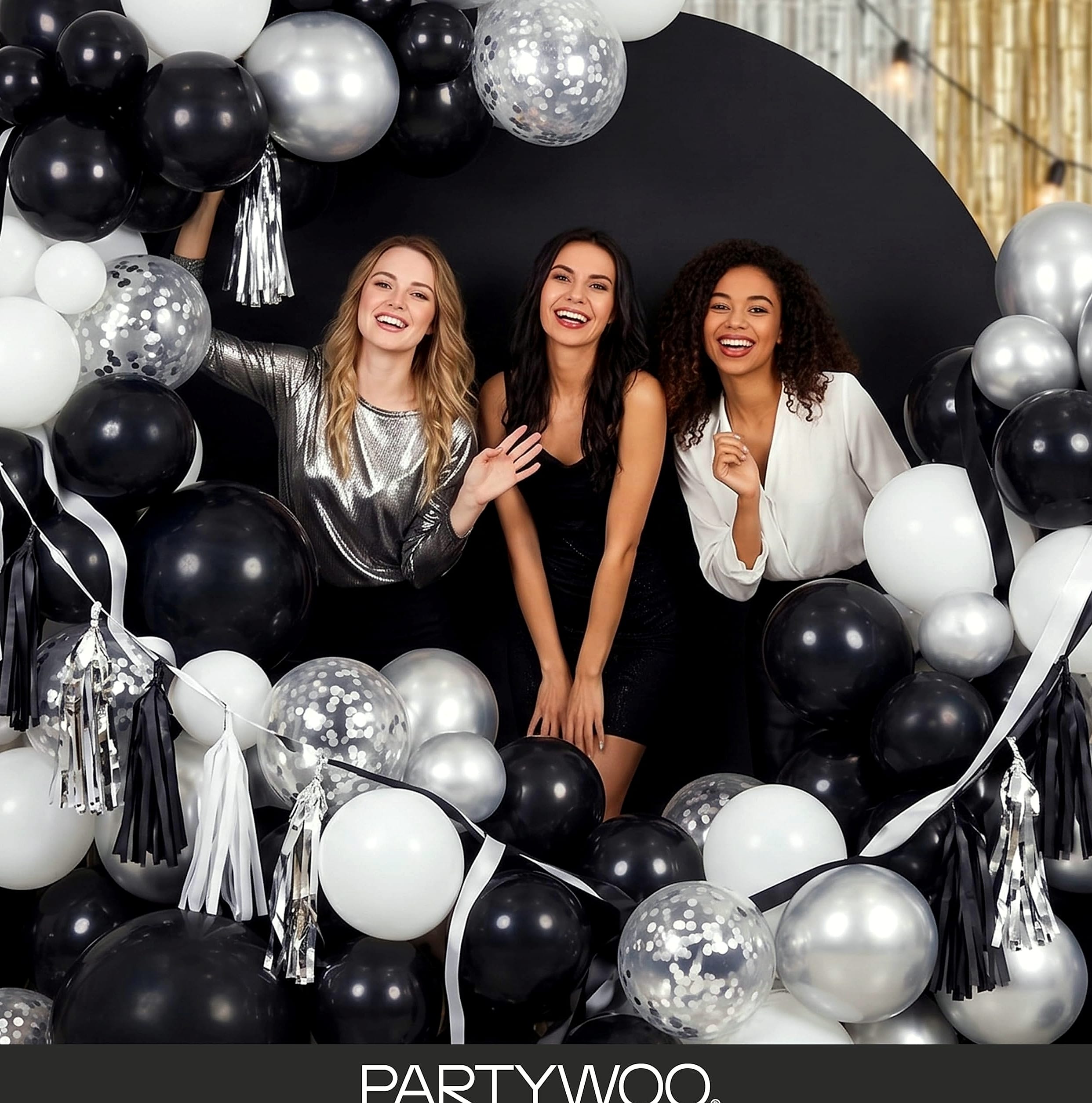 PartyWoo Black Balloons 140 pcs Arch Kit, 5-18 Inch