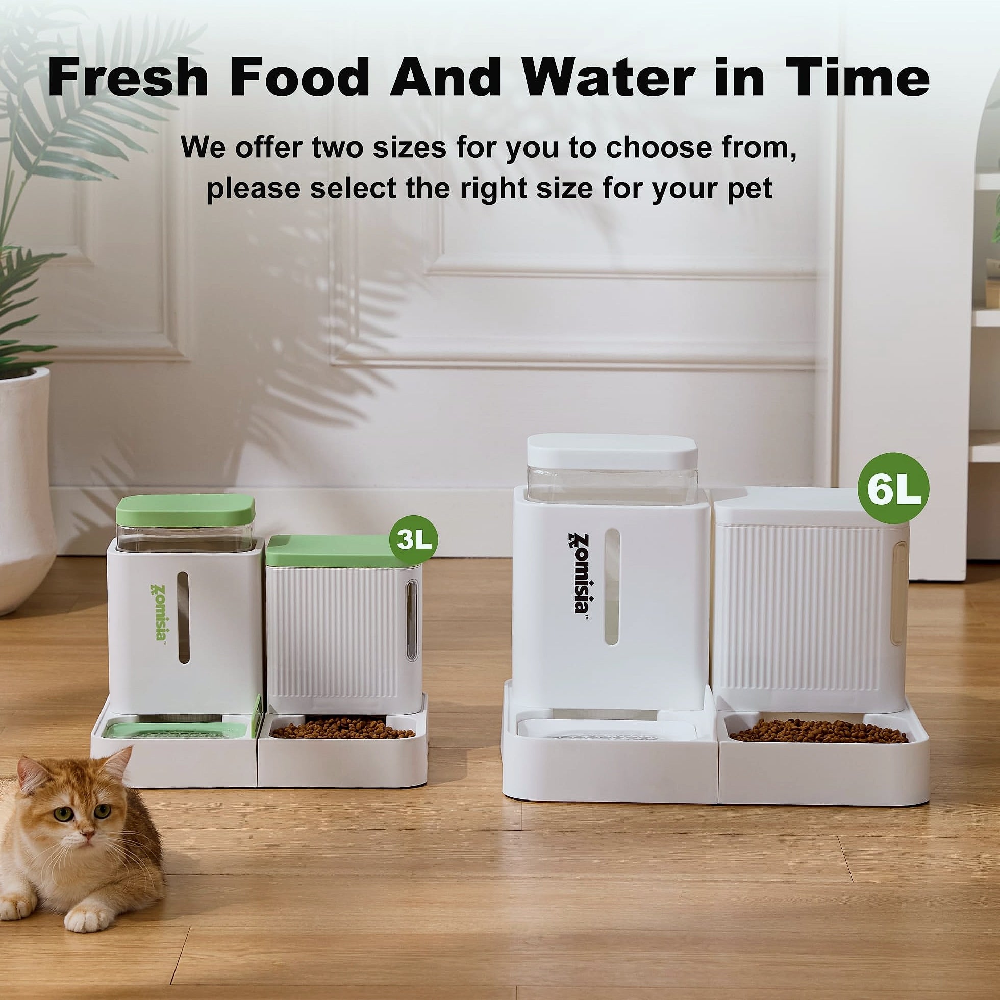 ZOMISIA Automatic Cat Feeder and Water Dispenser Set, 2 in 1