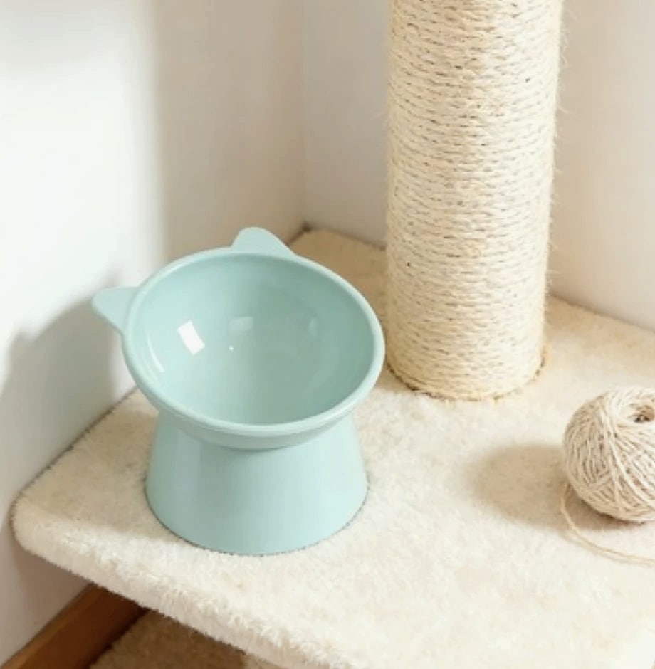Novelty Moon Cat Ear Raised Pet Bowl Elevated Feeder