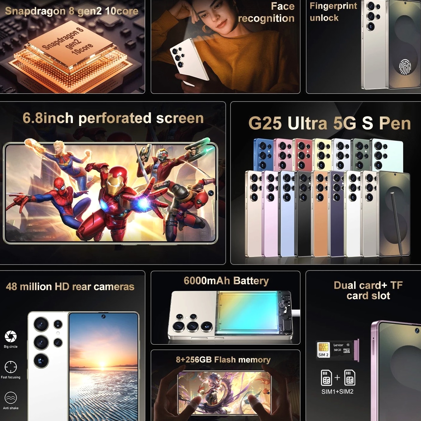 G25 Ultra 256GB Dual SIM 5G Unlocked Cell Phone Smartphone Cheap Phone Android15