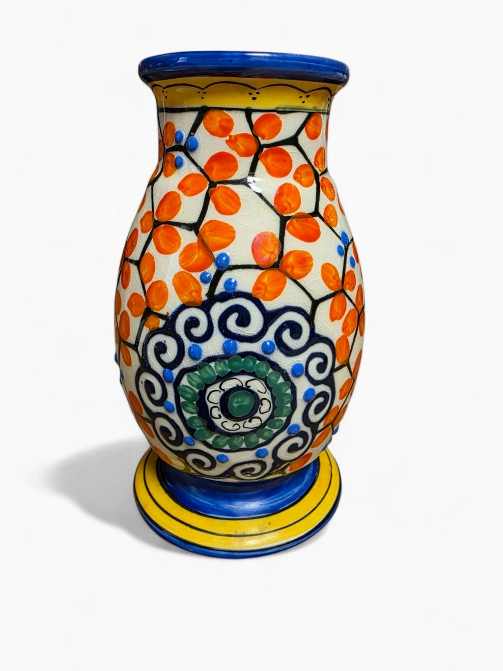 VTG Art Deco Hand Painted Ceramic Vase Czechoslovakia Pottery And Glass Decor