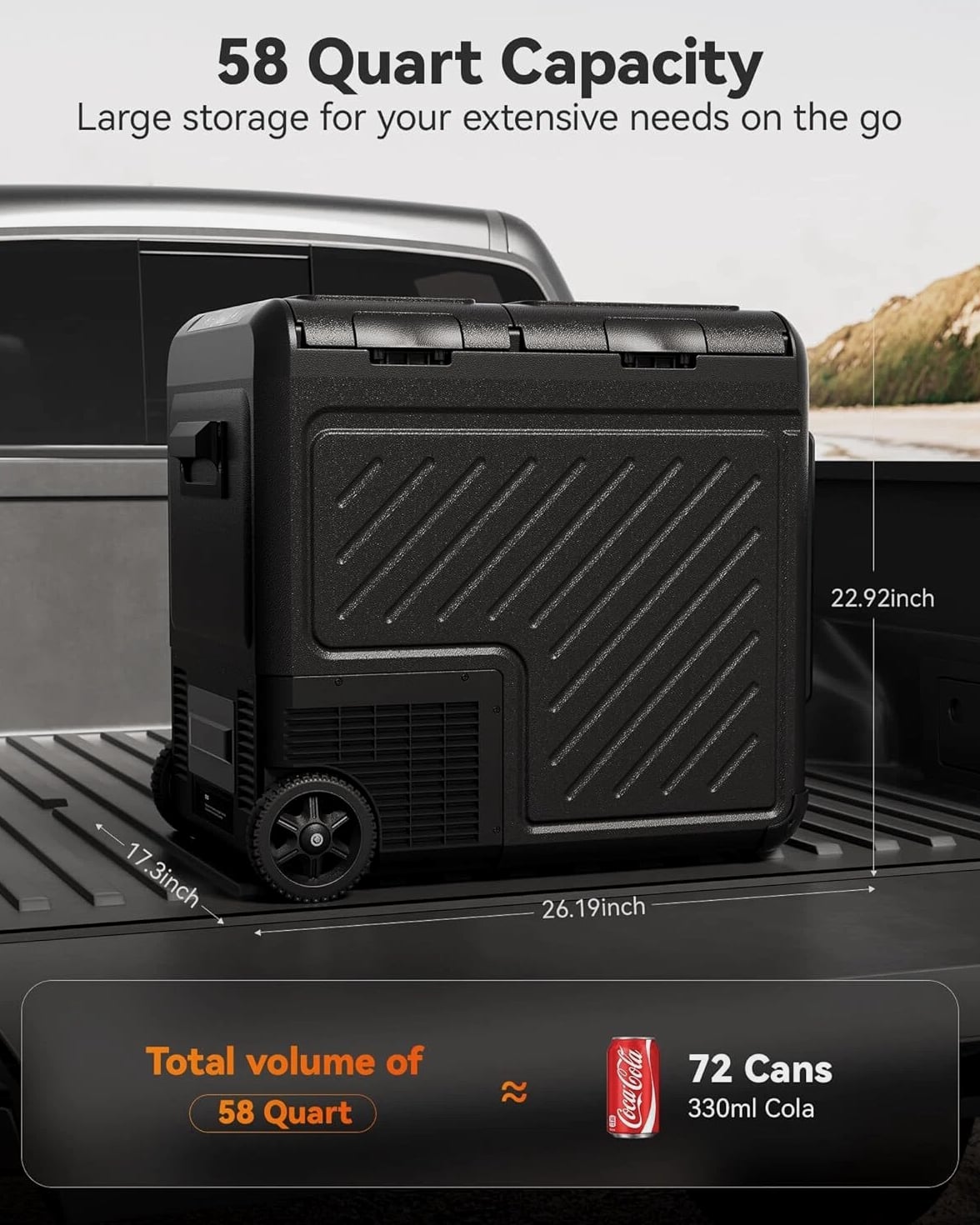 12 Volt Car Refrigerator Portable Freezer 39/48/58Qt Truck RV Fridge APP Control